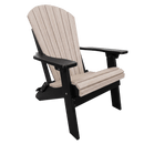 The Kanyon Living Kanyon Poly Folding Adirondack Chair in Seashell & Black features a recycled poly lumber build, slatted light seat and backrest, and wide black armrests and legs—perfect for stylish outdoor seating against a plain white background.