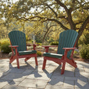 Kanyon Poly Folding Adirondack Chair Dark Green & Cherry Wood