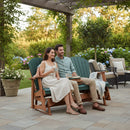 Kanyon Living Poly Lumber 5′ Adirondack Poly Glider Bench Dark Green and Cedar Wood