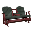 Kanyon Living Poly Lumber 5′ Adirondack Poly Glider Bench Dark Green and Cherry Wood