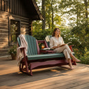 Kanyon Living Poly Lumber 5′ Adirondack Poly Glider Bench Dark Green and Cherry Wood