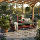 Kanyon Living Poly Lumber 5′ Adirondack Poly Glider Bench Dark Green and Cherry Wood