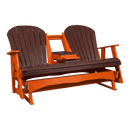 Kanyon Living Poly Lumber 5′ Adirondack Poly Glider Bench Dark Wood and Orange