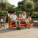 Kanyon Living Poly Lumber 5′ Adirondack Poly Glider Bench Dark Wood and Orange