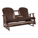 Kanyon Living Poly Lumber 5′ Adirondack Poly Glider Bench Deluxe Brazilian Walnut and Weathered Wood