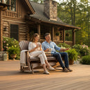 Kanyon Living Poly Lumber 5′ Adirondack Poly Glider Bench Deluxe Brazilian Walnut and Weathered Wood