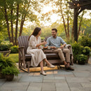Kanyon Living Poly Lumber 5′ Adirondack Poly Glider Bench Deluxe Brazilian Walnut and Weathered Wood