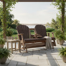 Kanyon Living Poly Lumber 5′ Adirondack Poly Glider Bench Deluxe Brazilian Walnut and Weathered Wood