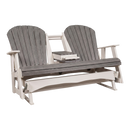 Kanyon Living Poly Lumber 5′ Adirondack Poly Glider Bench Deluxe Driftwood Grey and White