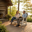 Kanyon Living Poly Lumber 5′ Adirondack Poly Glider Bench Deluxe Driftwood Grey and White