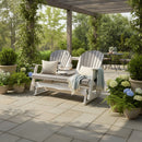 Kanyon Living Poly Lumber 5′ Adirondack Poly Glider Bench Deluxe Driftwood Grey and White