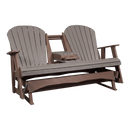 Kanyon Living Poly Lumber 5′ Adirondack Poly Glider Bench Light Grey and Weathered Wood