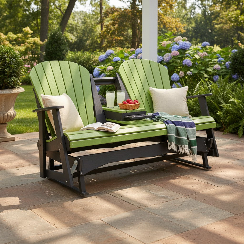 Lime Green & Black Adirondack Glider Bench