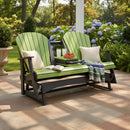 Kanyon Living Poly Lumber 5′ Adirondack Poly Glider Bench Lime Green and Black