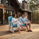 Kanyon Living Poly Lumber 5′ Adirondack Poly Glider Bench Aruba Blue & White