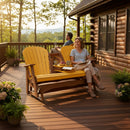 Kanyon Living Poly Lumber 5′ Adirondack Poly Glider Bench Yellow and Cedar Wood