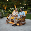 Kanyon Living Poly Lumber 5′ Adirondack Poly Glider Bench Yellow and Cedar Wood