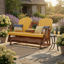 Kanyon Living Poly Lumber 5′ Adirondack Poly Glider Bench Yellow and Cedar Wood