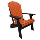 The Kanyon Living Kanyon Poly Folding Adirondack Chair in orange and black, made from recycled poly lumber with a slatted design, is shown on a white background—ideal for stylish outdoor spaces.