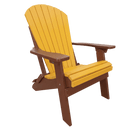 The Kanyon Living Kanyon Poly Folding Adirondack Chair in yellow and cedar wood, ideal for outdoor seating, is displayed against a plain white background.