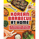Cover of *Korean Barbecue at Home: 50 Traditional Recipes to Entertain Family and Friends - Paperback* by Books by splitShops, featuring hands with chopsticks reaching for classic Korean dishes such as grilled meats, kimchi, and rice. The cover emphasizes 50 traditional Korean barbecue recipes perfect for entertaining family and friends.