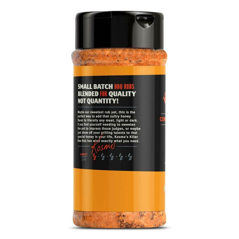 Kosmos Q Killer Bee Honey Rub for sweet honey-flavored BBQ and grilling label