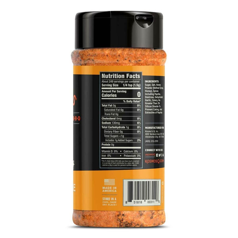 Kosmos Q Killer Bee Honey Rub for sweet honey-flavored BBQ and grilling ingredient label