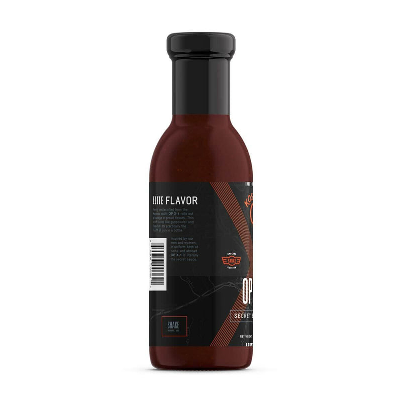Kosmos Q OP X-1 BBQ Sauce bottle for competition BBQ and grilling