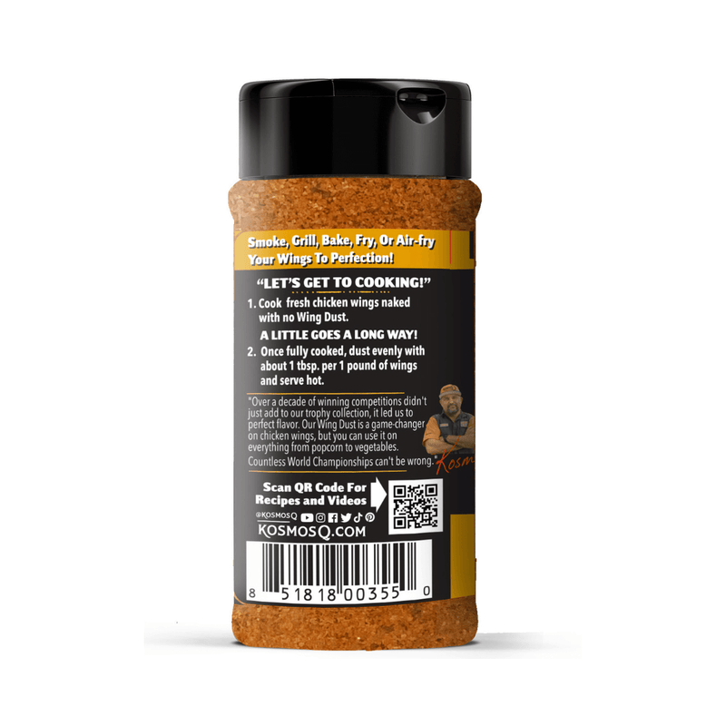 Kosmos Q Honey Barbecue Wing Seasoning for sweet smoky BBQ flavor on wings and pork label