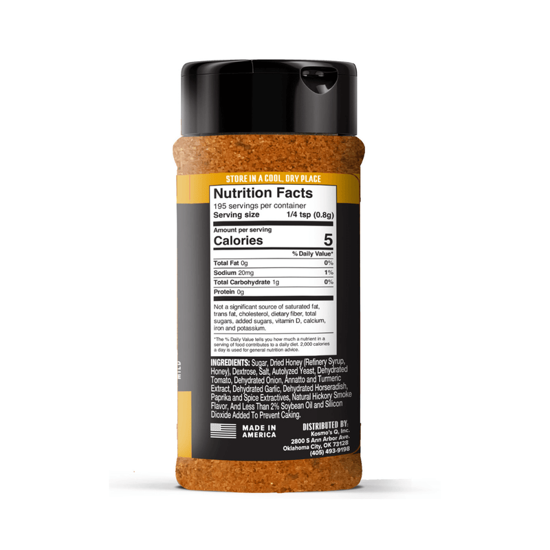 Kosmos Q Honey Barbecue Wing Seasoning for sweet smoky BBQ flavor on wings and pork