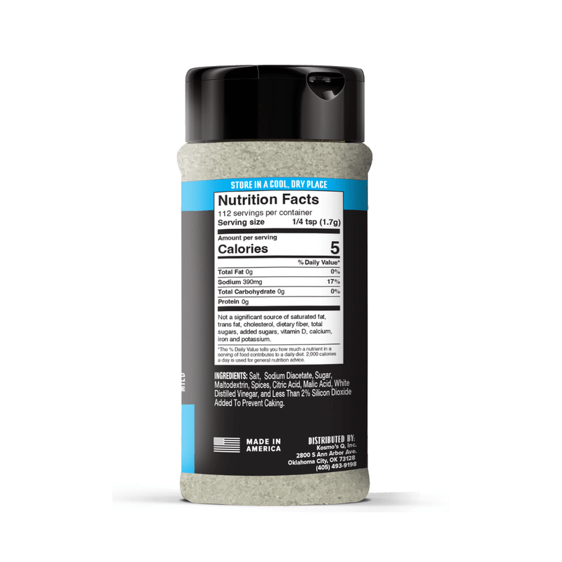 Kosmos Q Salt and Vinegar Wing Seasoning for bold tangy flavor on wings and snacks ingredients