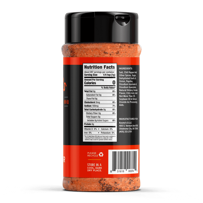 Kosmos Q Cow Cover HOT Rub – bold chili pepper, garlic, and paprika blend for steaks, burgers, and brisket