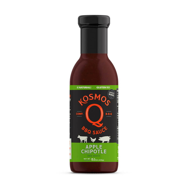Kosmos Q Sweet Apple Chipotle BBQ Sauce – real apple sweetness with chipotle heat for ribs, pork, chicken, and more