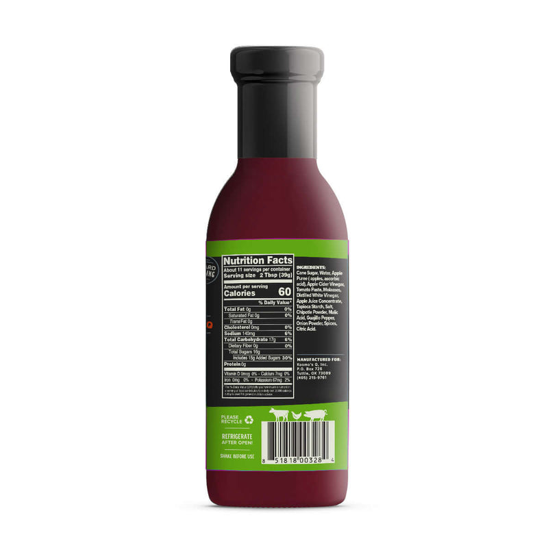 Kosmos Q Sweet Apple Chipotle BBQ Sauce – real apple sweetness with chipotle heat for ribs, pork, chicken, and more