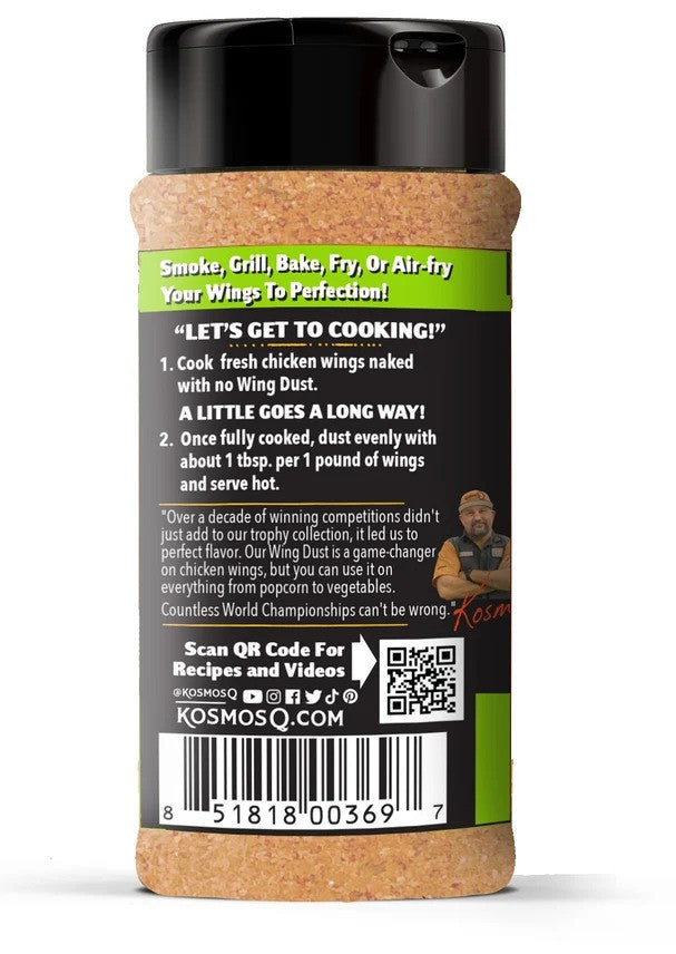 Kosmos Q Chili Lime Wing Seasoning from DDR BBQ Supply – zesty lime and chili spice dry wing dust for wings, chicken, shrimp, and more