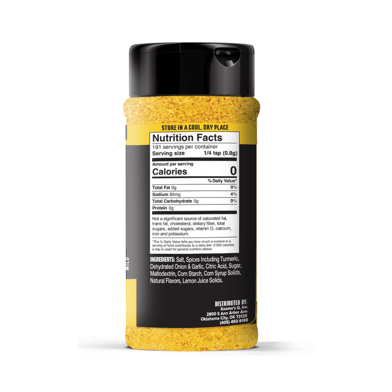 Kosmos Q Lemon Pepper Wing Seasoning 5.4 oz shaker from DDR BBQ Supply – bright lemon zest and savory pepper blend for wings, potatoes, and popcorn