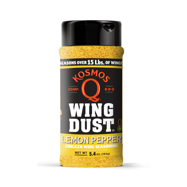 Kosmos Q Lemon Pepper Wing Seasoning 5.4 oz shaker from DDR BBQ Supply – bright lemon zest and savory pepper blend for wings, potatoes, and popcorn
