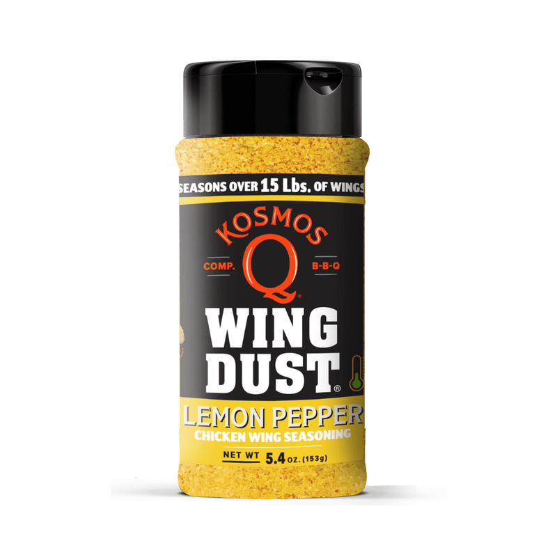Kosmos Q Lemon Pepper Wing Seasoning 5.4 oz shaker from DDR BBQ Supply – bright lemon zest and savory pepper blend for wings, potatoes, and popcorn