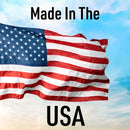 An American flag waves in front of a blue sky with clouds. Above it, the text reads Made in the USA, celebrating Hickman's BBQ Sweet Natural Gluten Free BBQ Rub 9.4 oz—our award-winning rub crafted right here at home.