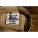 DDR BBQ Supply Manly Cans gift set featuring a galvanized steel can with a burlap bag and a branded man card