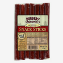 DDR BBQ Supply Burgers' Smokehouse beef and pork snack sticks in a clear plastic package