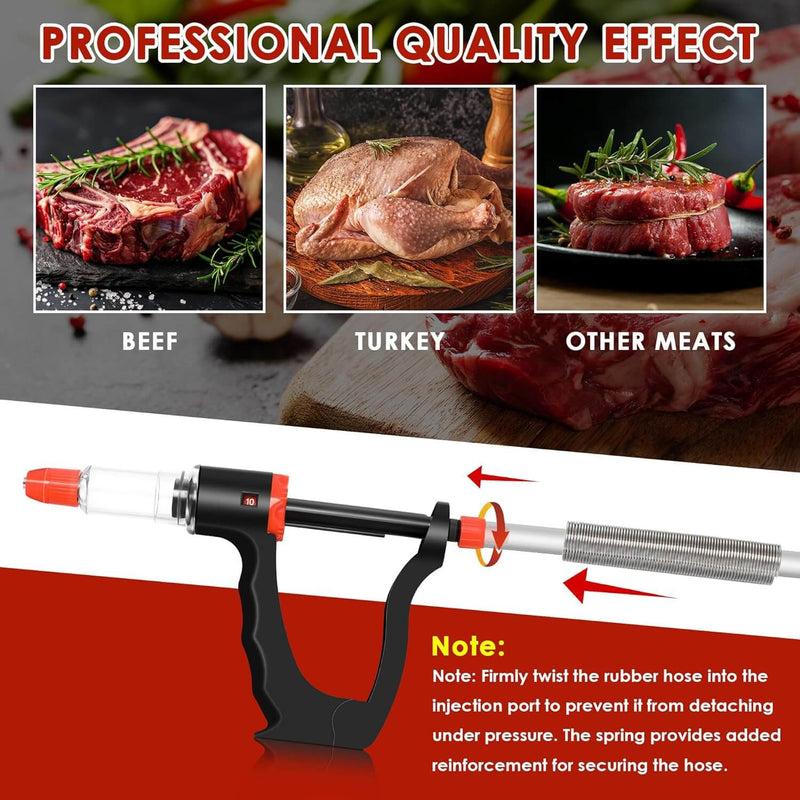 DDR BBQ Supply Meat Injector Syringe – 3 Flow Settings & 4 Needles