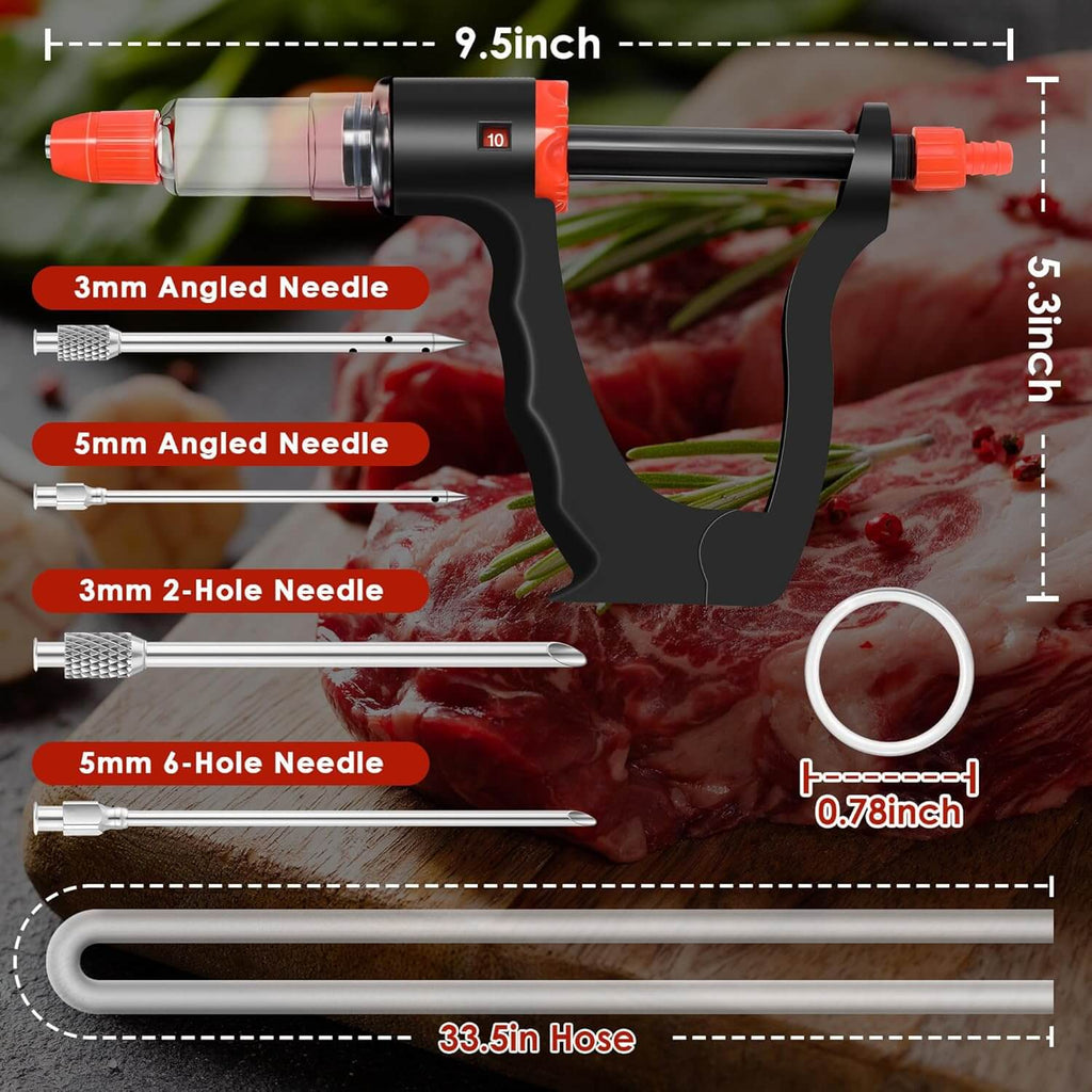 Meat Injection Needles DDR BBQ Supply Meat Injector Syringe – 3 Flow Settings & 4 Needles