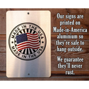 The Lone Star Art "Dad Can't Fix Stupid" metal sign features an American flag and MADE IN THE USA text. Crafted from rust-proof American aluminum, it’s the perfect garage gift for dad—durable and safe for outdoor use.