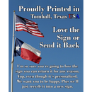 Two flags, U.S. and Texas, fly on flagpoles under a clear blue sky. Lone Star Art’s Fallout Shelter - Metal Sign, printed in Tomball, TX, is perfect for man cave decor and comes with a satisfaction guarantee.