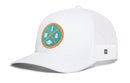 Show off your game day style with the Haka Hat Miami Trucker Hat. This black mesh snapback features a rounded bill and a teal and orange circular patch on the front, displaying the letters “MIA” and a small football illustration at the center. Designed by Haka Hat, this MIA X Football trucker hat is perfect for representing your team spirit in style.