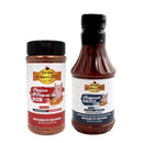 The Hickman's BBQ Mild Rub and Sauce Package, featuring gluten-free mild BBQ seasoning in a shaker and Kansas City barbecue sauce with a pig logo, is displayed on a white background.