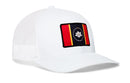 Haka Hat Mississippi Flag Trucker Hat, a white snapback featuring a rectangular patch of the Mississippi flag.
