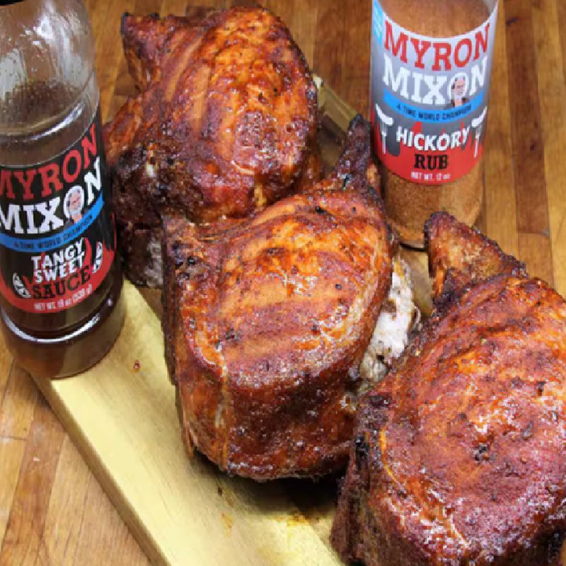 Myron Mixon Hickory Rub on meat showing how it's used