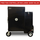 The front of the Myron Mixon Smokers G33 gravity Fed Smoker. 